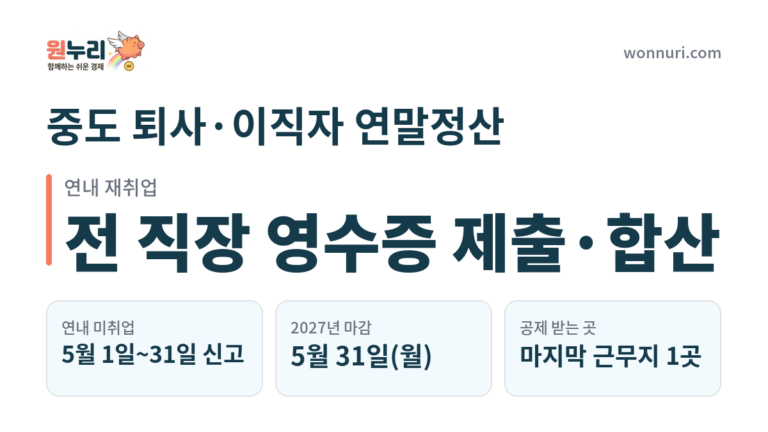 중도 퇴사·이직자 연말정산, 전 직장 영수증과 5월 신고